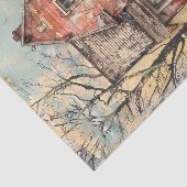 みすぼらしい赤い農家の混合メディアの切り離し 薄葉紙 (詳細)