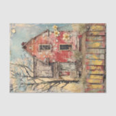 みすぼらしい赤い農家の混合メディアの切り離し 薄葉紙 (正面)