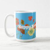 みすぼらしい赤オレンジブルーポピーフローラマグ コーヒーマグカップ (左)