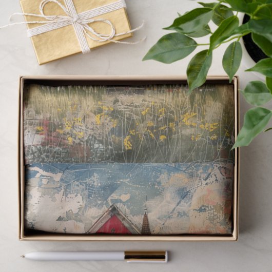 みすぼらしい赤素朴家の混合メディアの切り離し 薄葉紙 (ギフト)