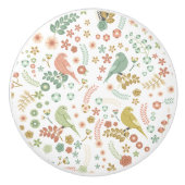 みすぼらしい鳥と枝が白 セラミックノブ (正面)