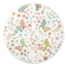 みすぼらしい鳥と枝が白 セラミックノブ