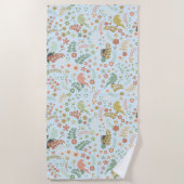 みすぼらしい鳥と枝が青 ビーチタオル (正面)