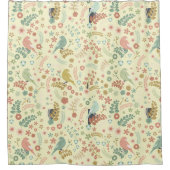 みすぼらしい鳥と枝が黄色 シャワーカーテン (正面)