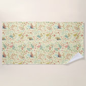 みすぼらしい鳥と枝が黄色 ビーチタオル (正面)