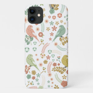 みすぼらしい鳥と枝の白 iPhone 11 ケース