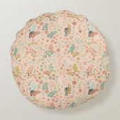 みすぼらしい鳥と枝パステルサーモン ラウンドクッション (裏面)