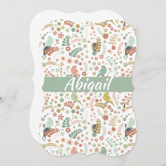 みすぼらしい鳥と枝パーソナライズされた ノートカード (正面/裏面)