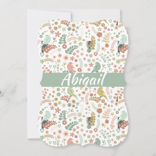 みすぼらしい鳥と枝パーソナライズされた ノートカード (正面)