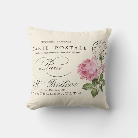 みすぼフランスのらしい上品なヴィンテージはがき クッション (正面)