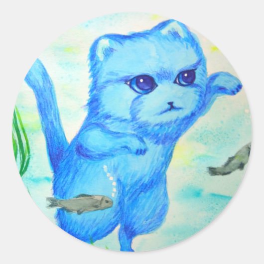 みずうみのネコ ラウンドシール (正面)