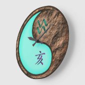 みずがめ座と土のいのしし ラージ壁時計 (傾斜)