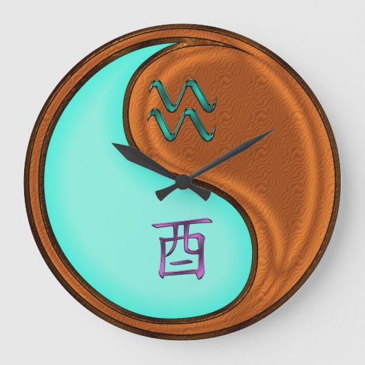 みずがめ座と木の酉年のキーチェーン ラージ壁時計 (正面)