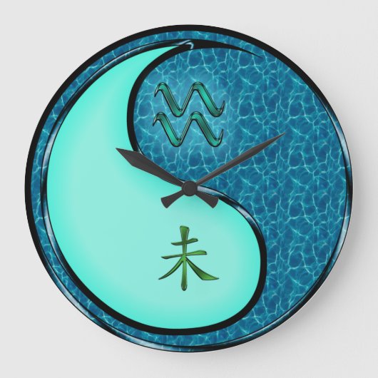 みずがめ座と水のやぎ ラージ壁時計 (正面)