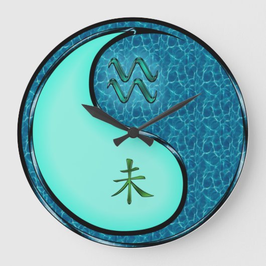 みずがめ座と水のやぎ ラージ壁時計 (正面)