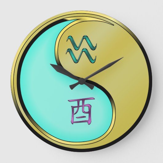 みずがめ座と金属の酉 ラージ壁時計 (正面)