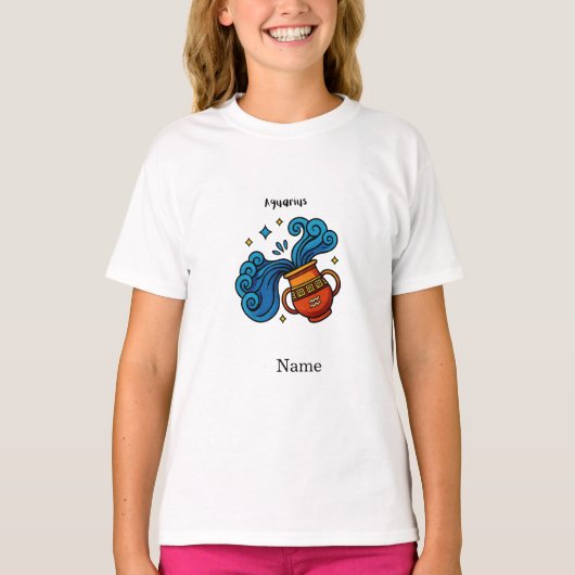みずがめ座のカートゥーンイラスト Tシャツ (正面)