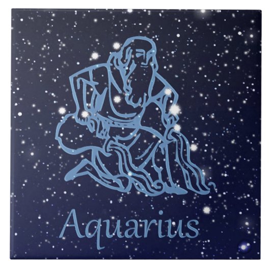 みずがめ座の星座と星々 タイル (正面)