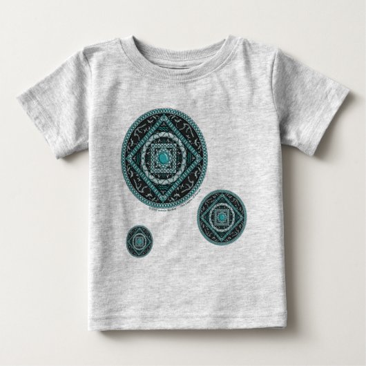 みずがめ座の曼荼羅キッズ＆ベビー薄手シャツ ベビーTシャツ (正面)