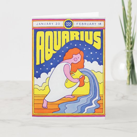 みずがめ座の活版印刷カード カード (正面)