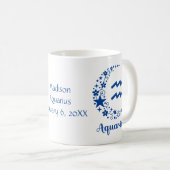 みずがめ座 占星術 誕生日ギフト ブルー コーヒーマグカップ (正面右)