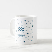 みずがめ座 占星術 誕生日 青 白 コーヒーマグカップ (正面左)