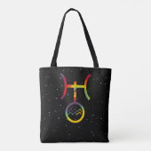 みずがめ座 天王星 プラネタリーシンボルスターリータイダイ トートバッグ (裏面)