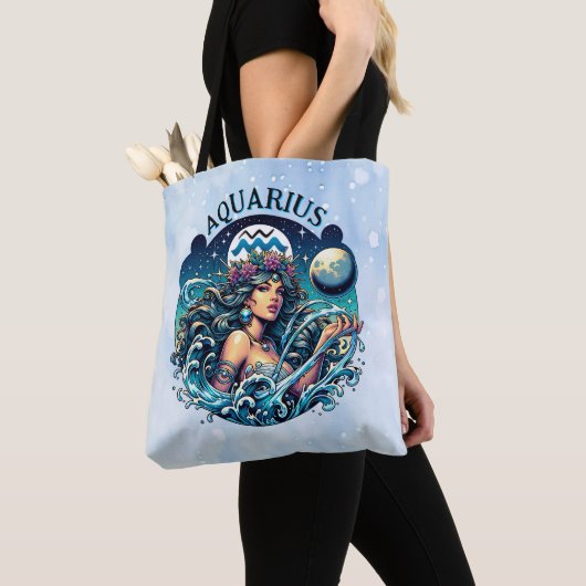 みずがめ座 水瓶 美人 女性 占星術 トートバッグ (クローズアップ)