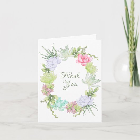 みずみずしいグリーンが美しい花輪 ブライダルシャワー サンキューカード (正面)