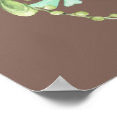 みずみずしい緑のリース ウェディングシャワー ウェルカム ポスター (角)