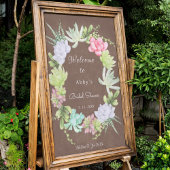 みずみずしい緑のリース ウェディングシャワー ウェルカム ポスター
