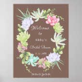 みずみずしい緑のリース ブライダルシャワー ウェルカム ポスター (正面)