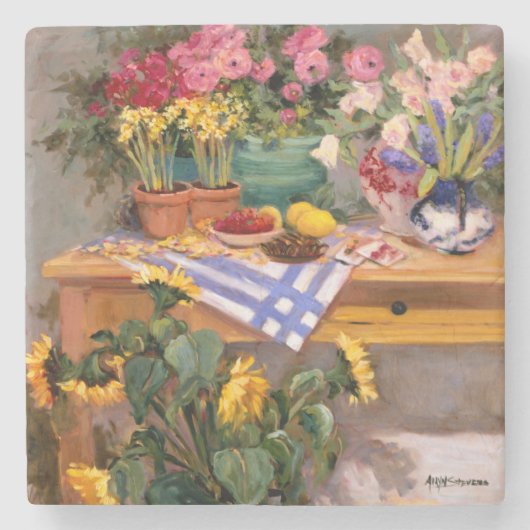 みずみずしい花I ストーンコースター (正面)