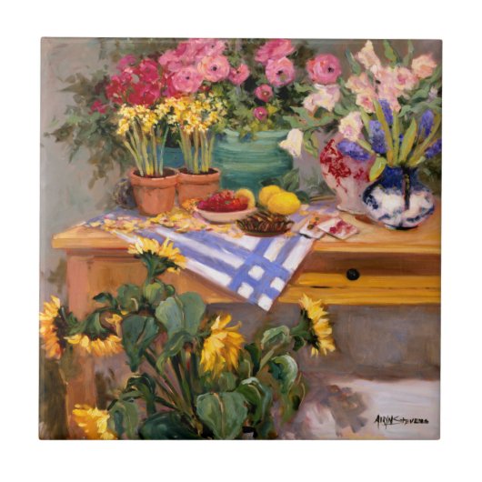 みずみずしい花I タイル (正面)