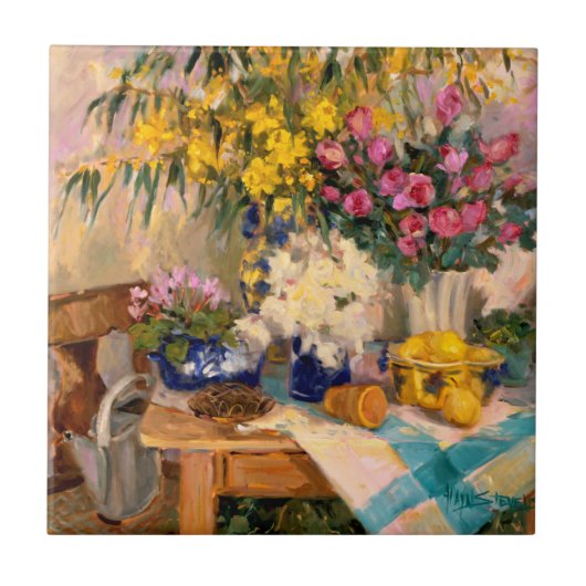 みずみずしい花II タイル (正面)