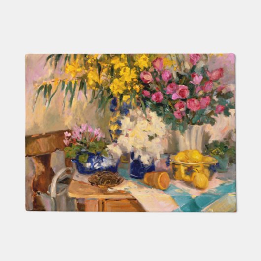 みずみずしい花II ドアマット (正面)