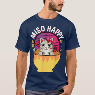みそハッピーアニメ猫みそ汁おみお付日本のけ Tシャツ