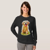 みそ名の愛らしいゴールデンレトリバーの子犬 Tシャツ (正面フル)