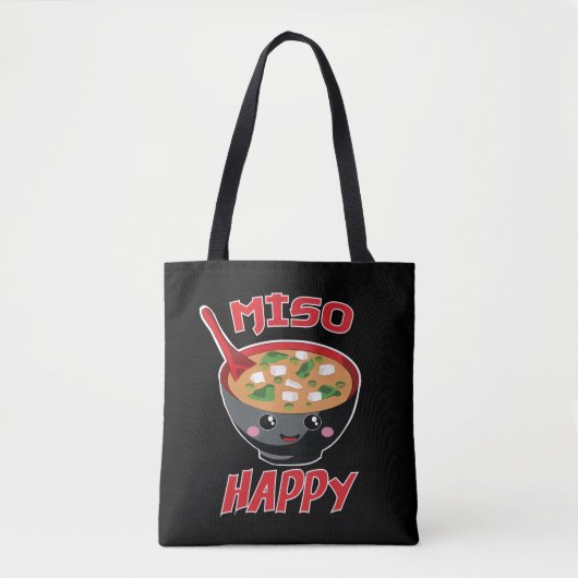 みそ幸せ食おもしろい品かわいい トートバッグ (正面)