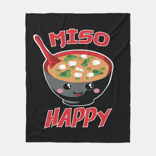 みそ幸せ食おもしろい品かわいい フリースブランケット (正面)