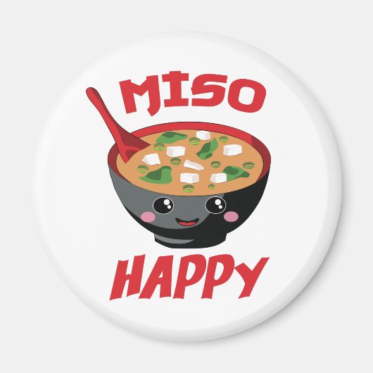 みそ幸せ食おもしろい品かわいい マグネット (正面)