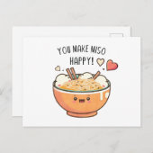 「みそ幸せ」かわいい汁椀 ポストカード (正面/裏面)