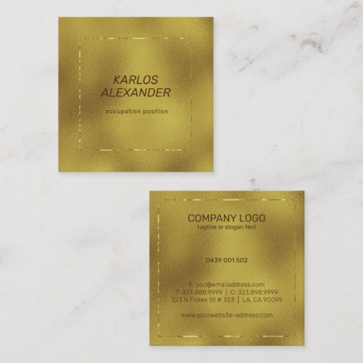 みだらなキラキラ輝く金ゴールド背景 スクエア名刺 (正面/裏面)