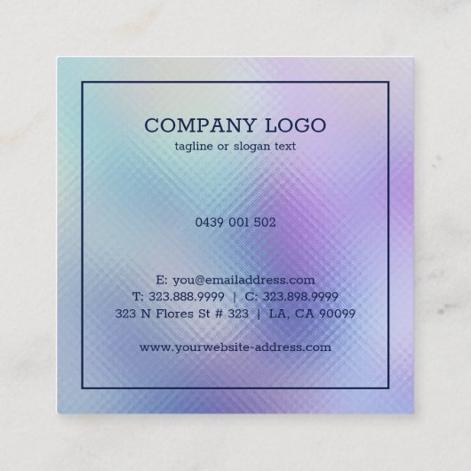 みだらな紫と青の背景 スクエア名刺 (裏面)