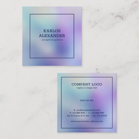 みだらな紫と青の背景 スクエア名刺 (正面/裏面)