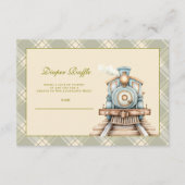 みどり色の水彩画の列車のシャワーおむつプレゼント抽選会です。 エンクロージャーカード (正面)