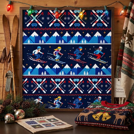みにくいクリスマス スキーパターン ホリデー ポスター