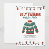 みにくいスウェーター レッド グリーン ボヘミア ホリデーパーティー 招待状 (正面/裏面)