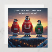 みにくいセーターを着たペンギンのホリデーカード シーズンカード (正面/裏面)