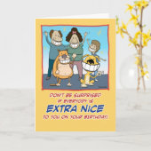 みんなおもしろいエキストラニース誕生日 カード (黄色い花)